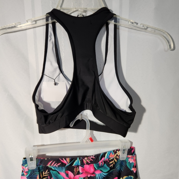 WENLY ZENG 2PC SWEATSUIT BLACK CROP TOP FLORAL PRINT  BOTTOM SIZE SMALL - Picture 7 of 13